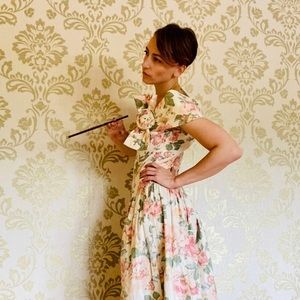 Gunne Sax off-shoulder floral dress